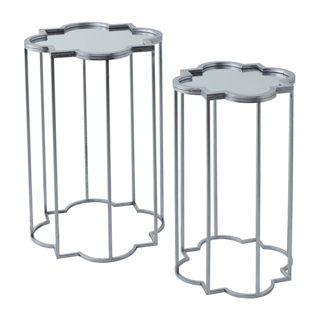 quarter foil mirrored set of two side tables