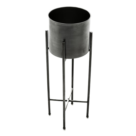 set of two silver planters on stand