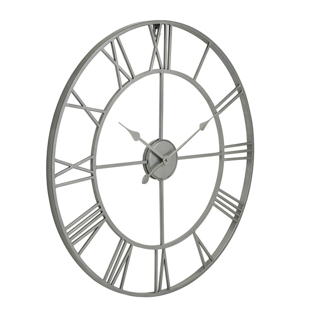 silver skeleton wall clock