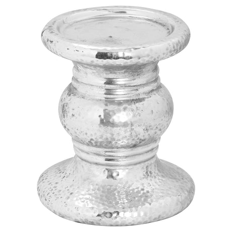 silver punch faced ceramic candle holder