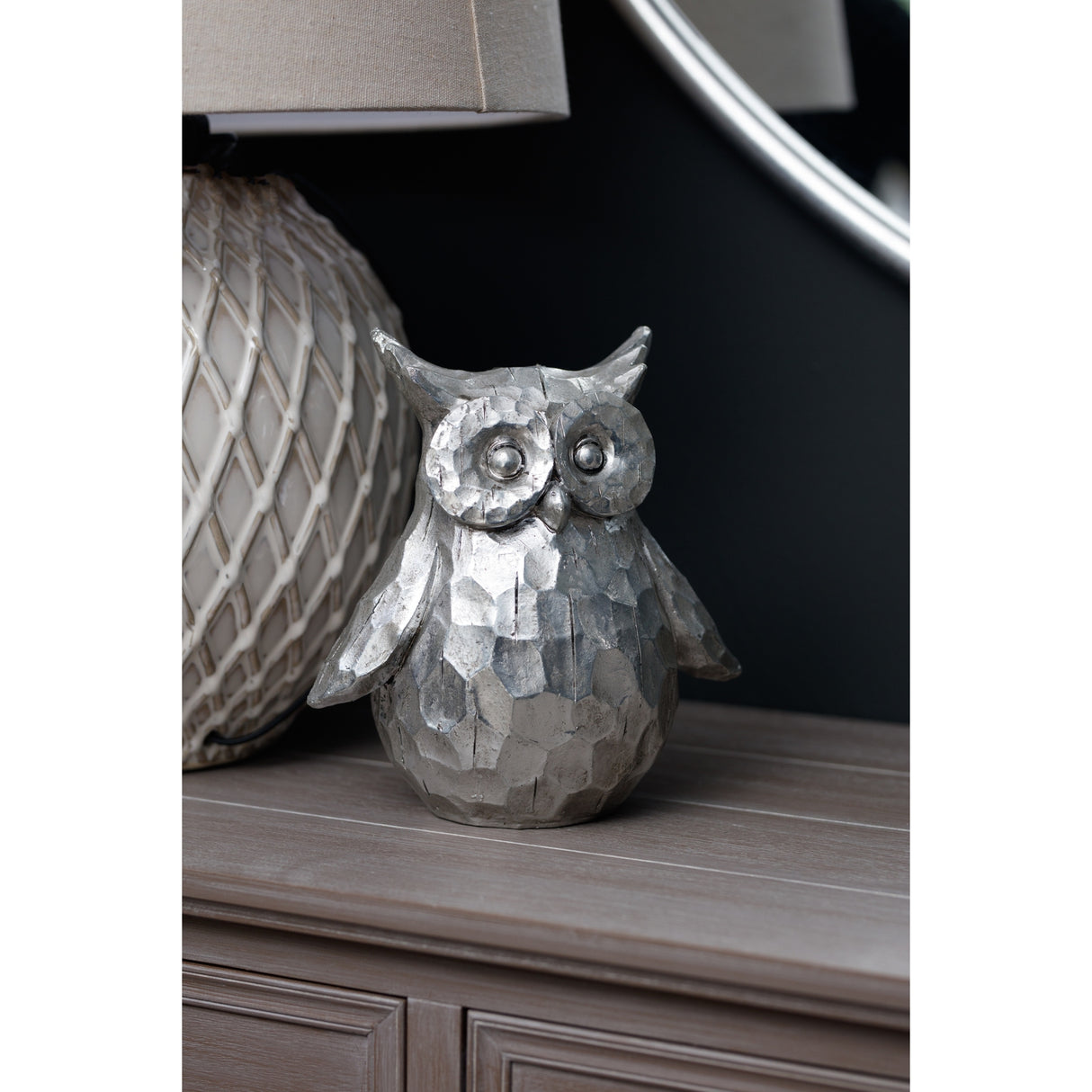 olive the large silver ceramic owl