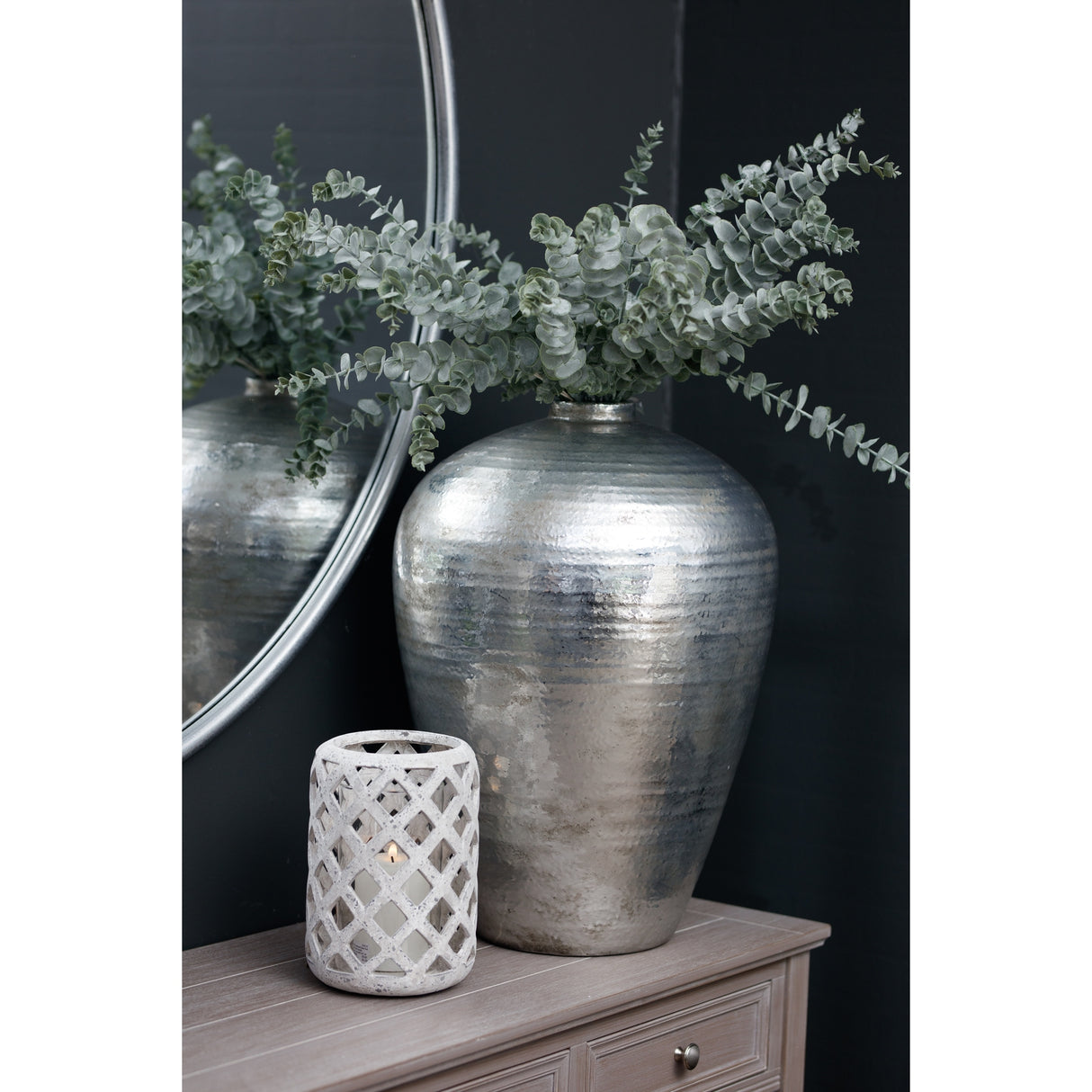 hammered silver astral vase