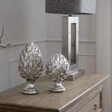 tall silver pinecone finial