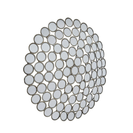 large round convex antiqued silver multi mirror