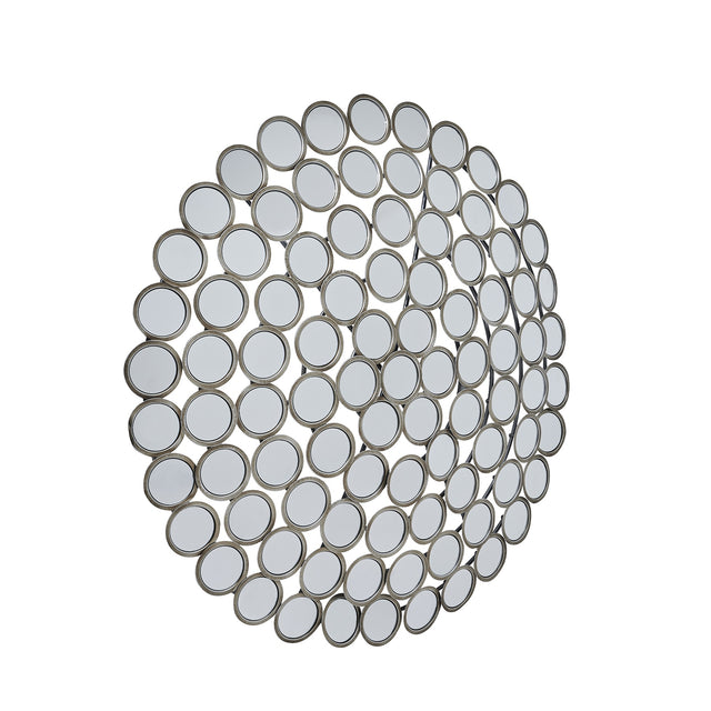 large round convex antiqued silver multi mirror