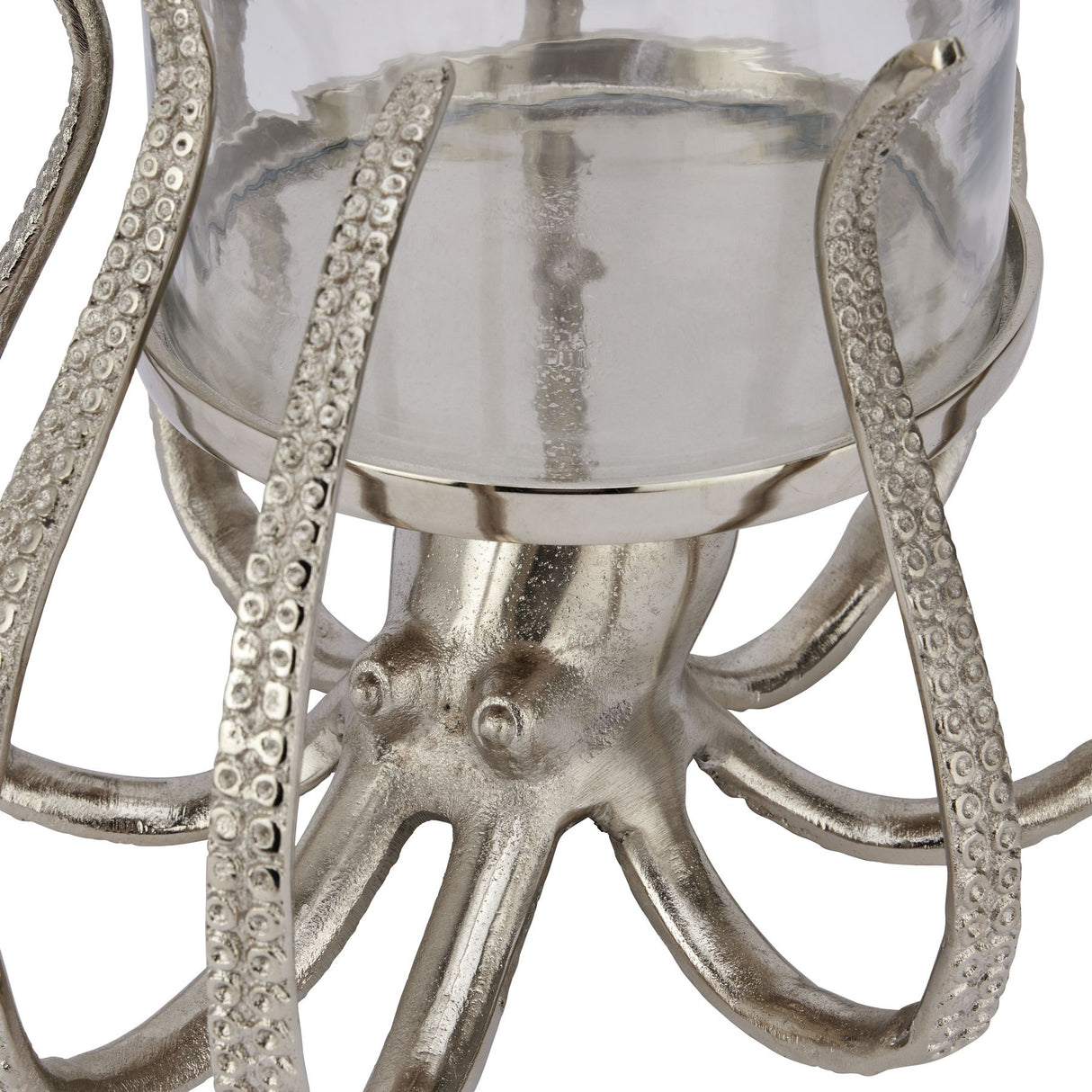 large silver octopus candle hurricane lantern