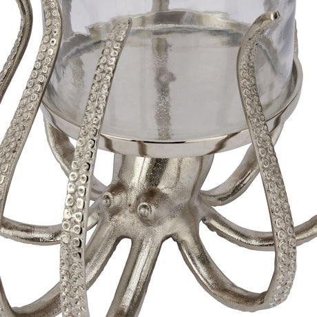 large silver octopus candle hurricane lantern