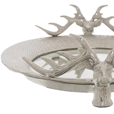 large mirrored tray with stag heads