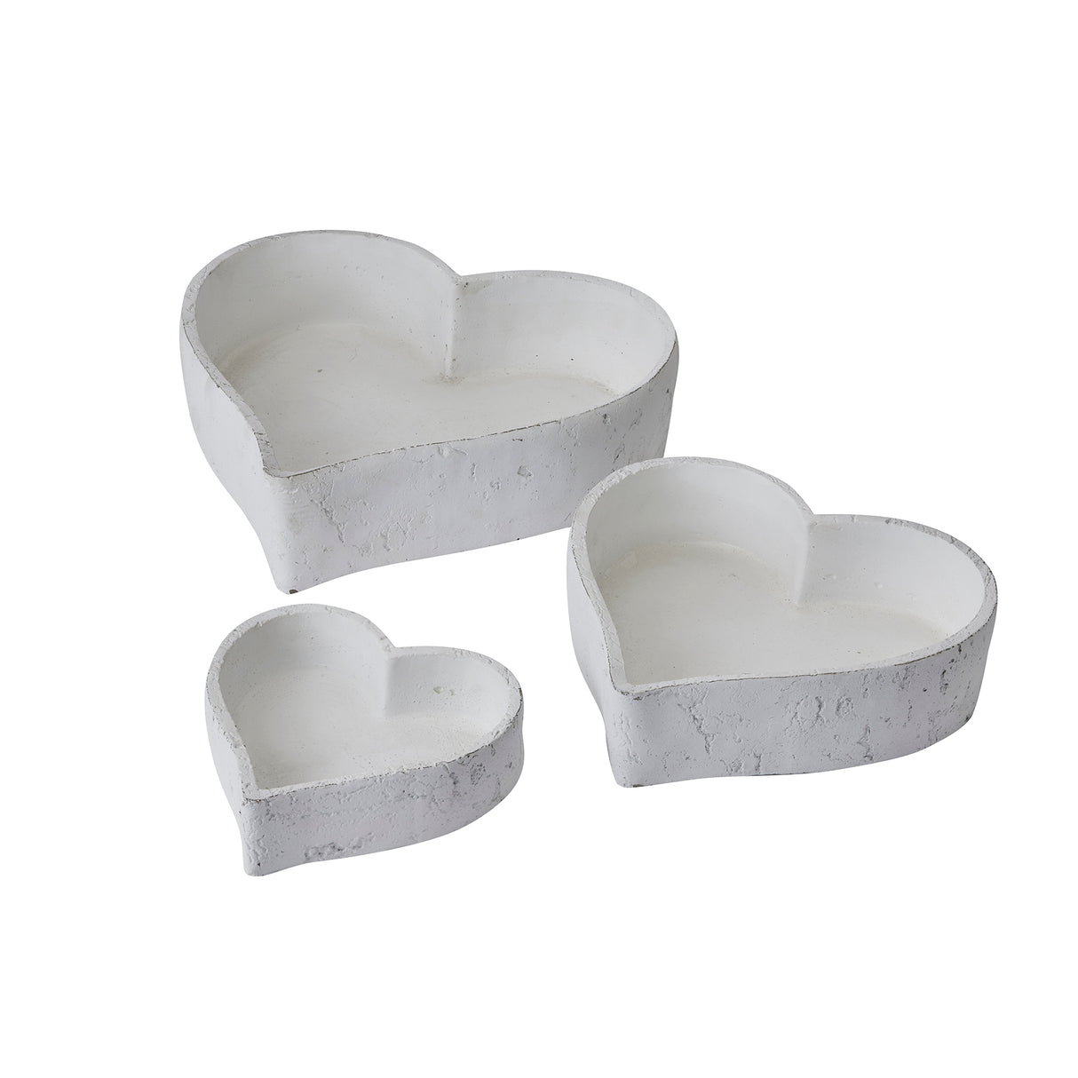 set of three large matt white ceramic dishes