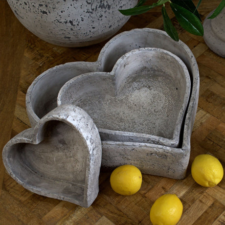 set of three large stone ceramic dishes