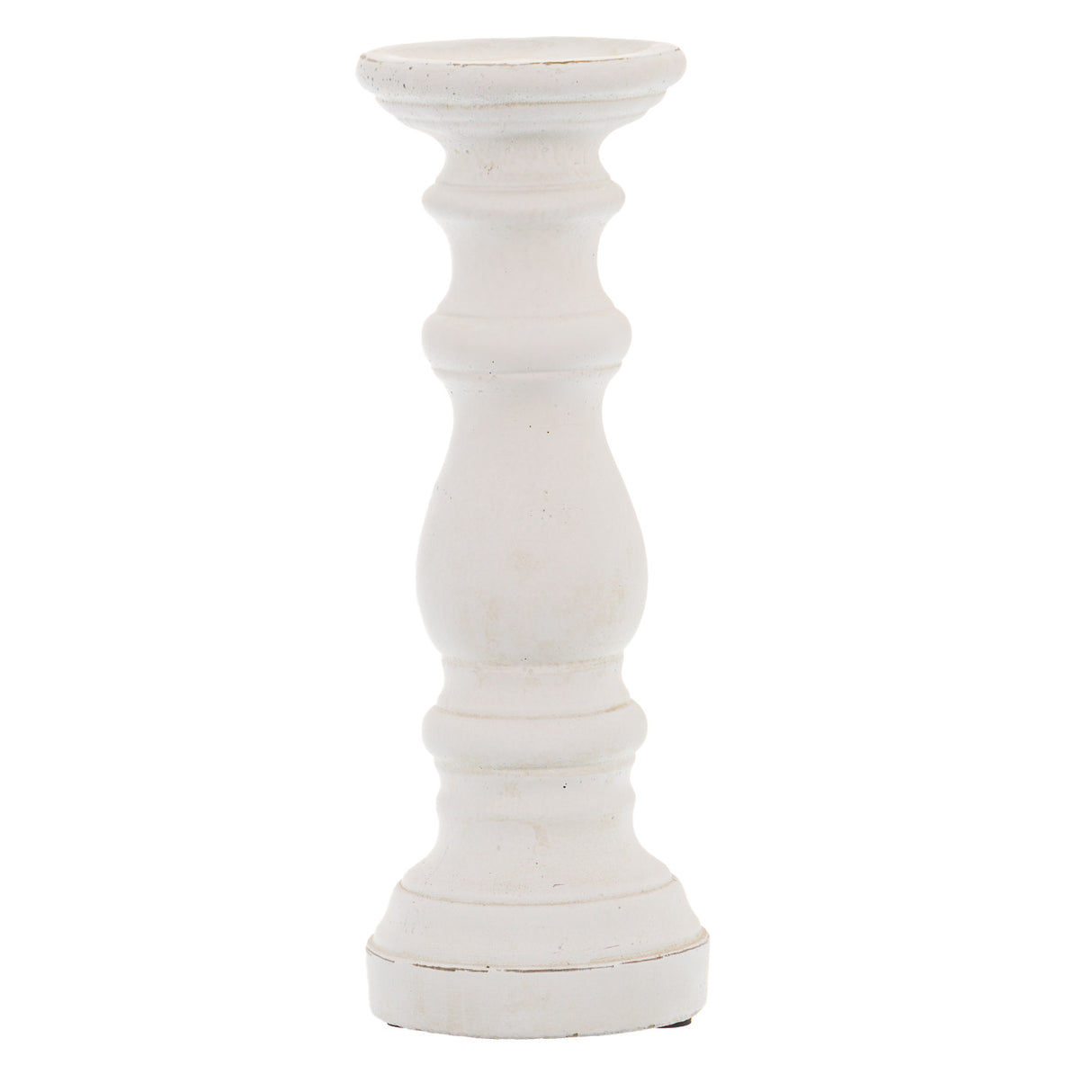 matt white small ceramic column candle holder