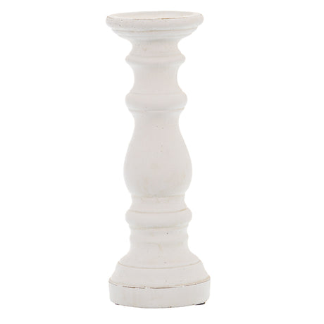matt white small ceramic column candle holder