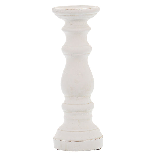 matt white small ceramic column candle holder