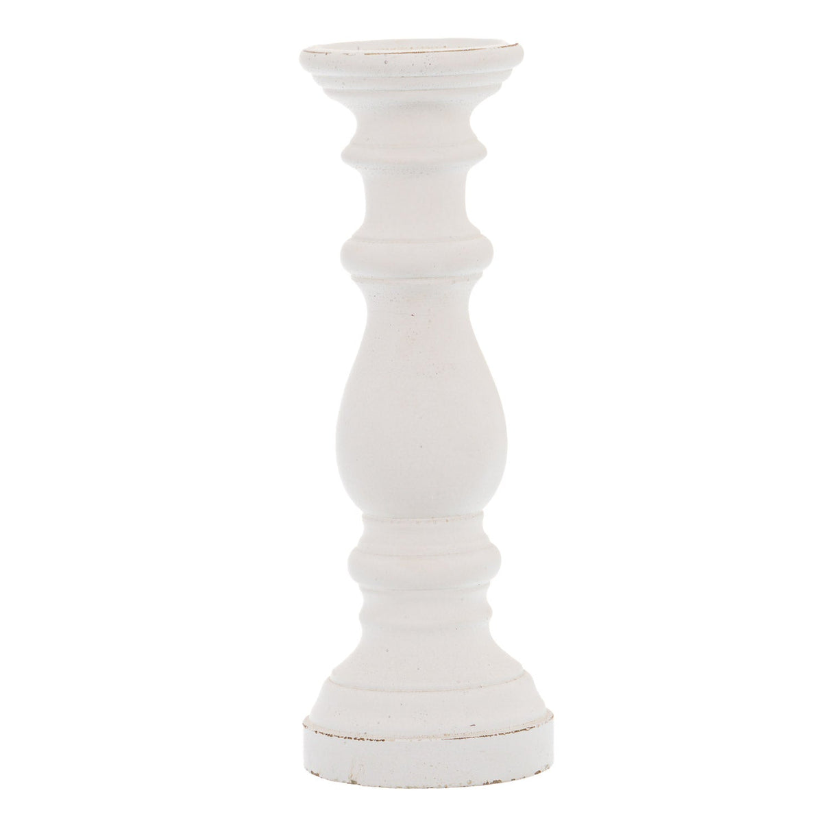 Gaelle Matt White Ceramic Column Candle Holder