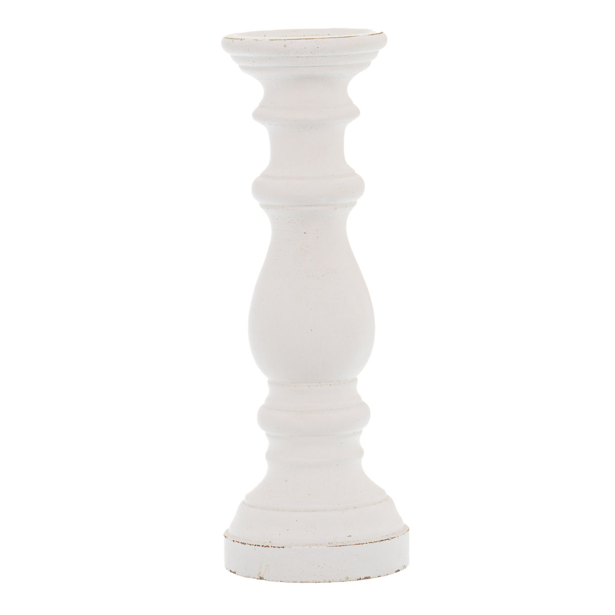 matt white ceramic column candle holder