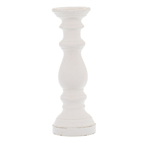 matt white ceramic column candle holder
