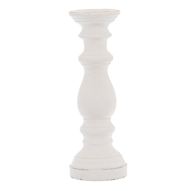matt white ceramic column candle holder
