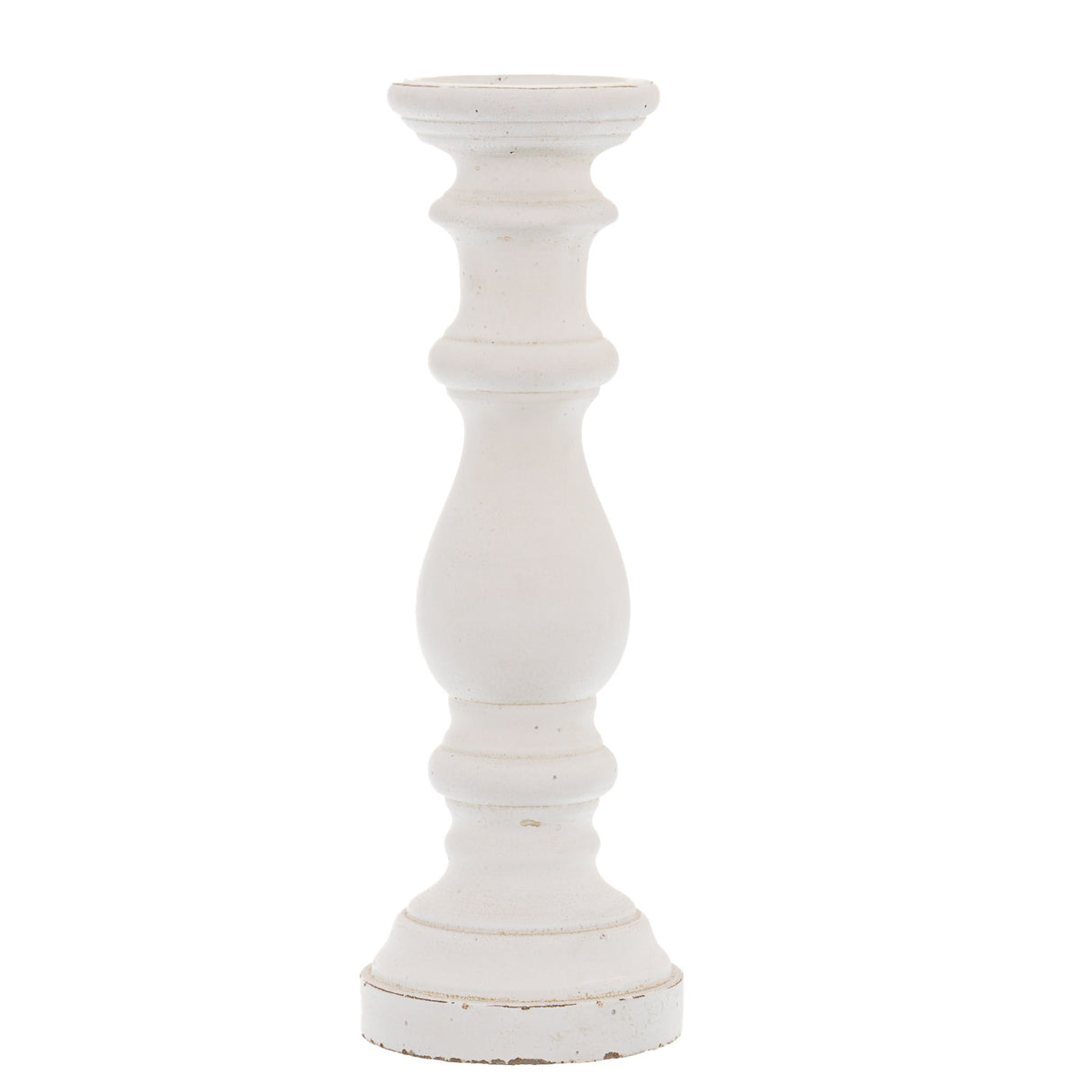 matt white large ceramic column candle holder