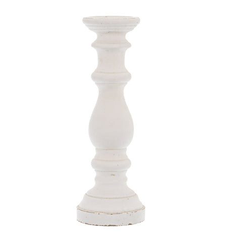 matt white large ceramic column candle holder