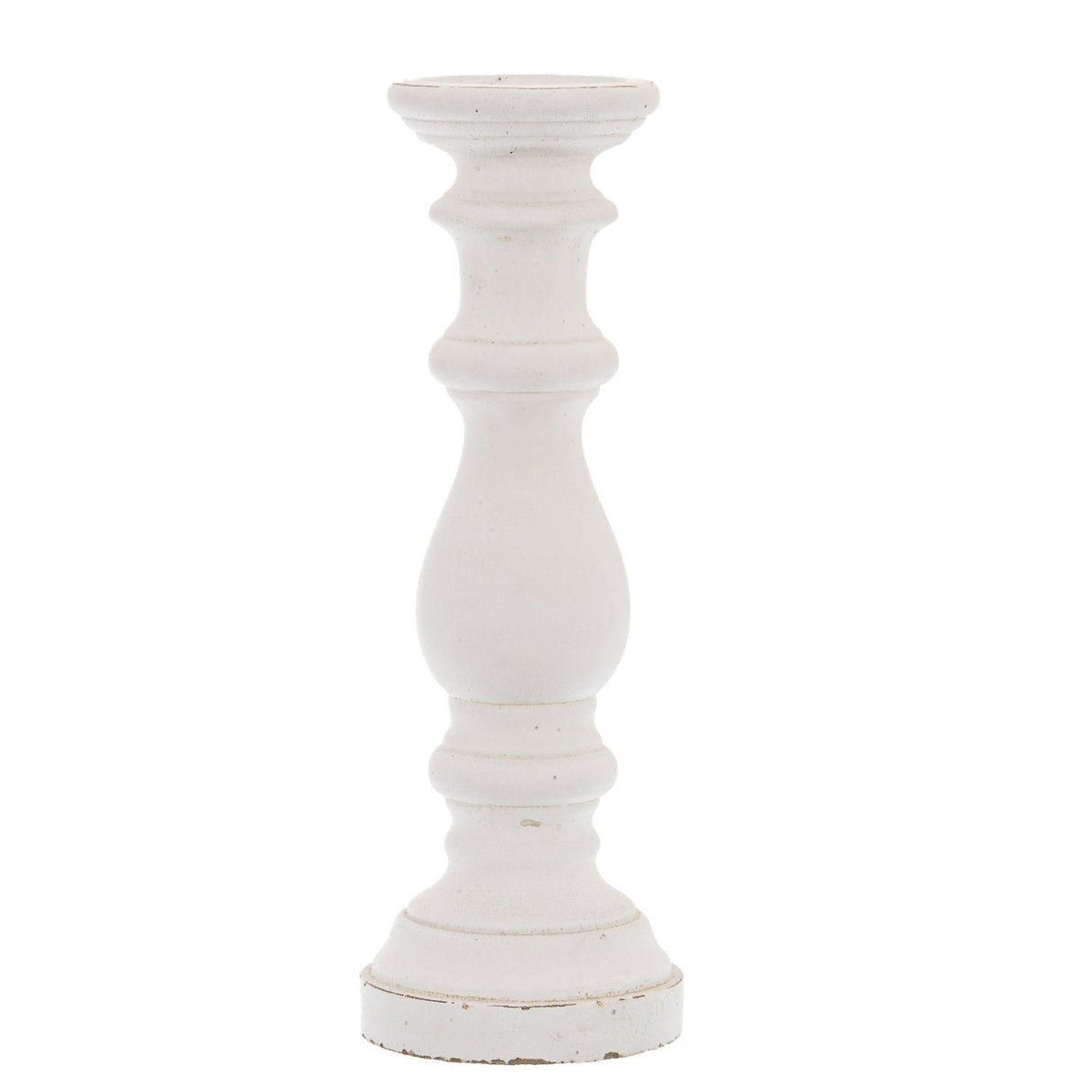 Ines Matt White Ceramic Column Candle Holder