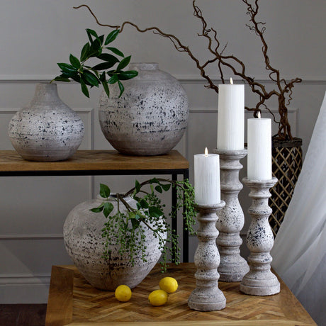 stone ceramic column candle holder