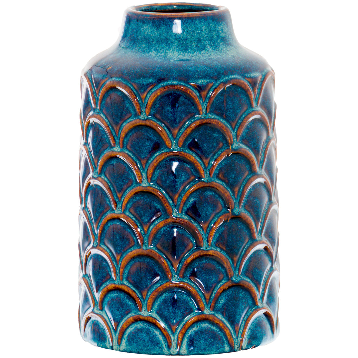 seville collection scalloped indigo vase