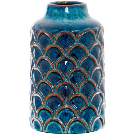 seville collection scalloped indigo vase
