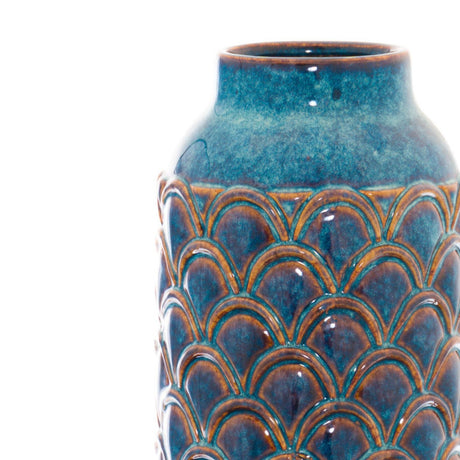 seville collection large indigo scalloped vase