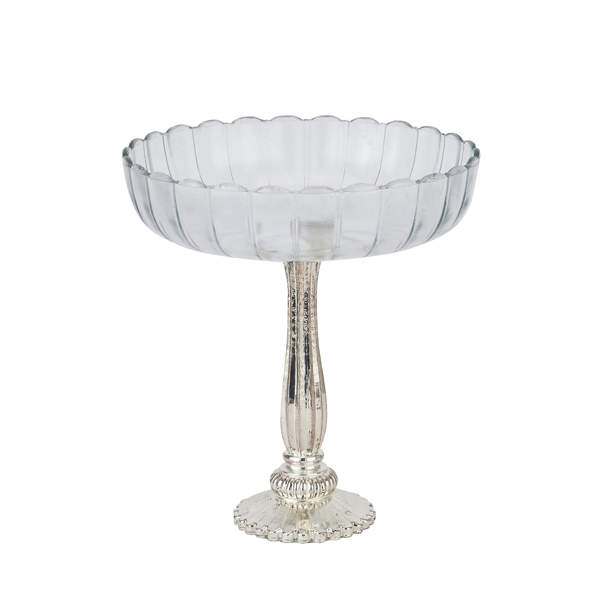 large fluted glass display bowl