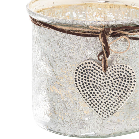 murcury hammered heart medium candle holder