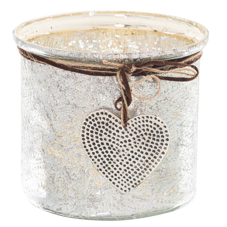 murcury hammered heart medium candle holder