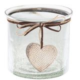 smoked midnight crackled heart candle holder