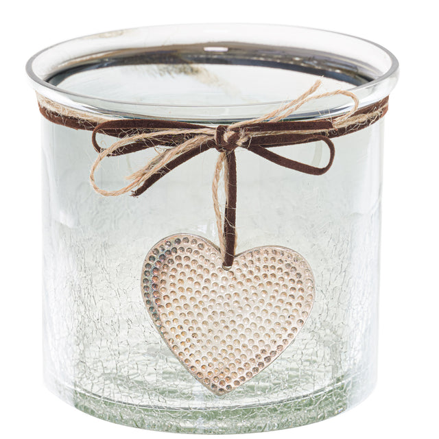 smoked midnight crackled heart candle holder