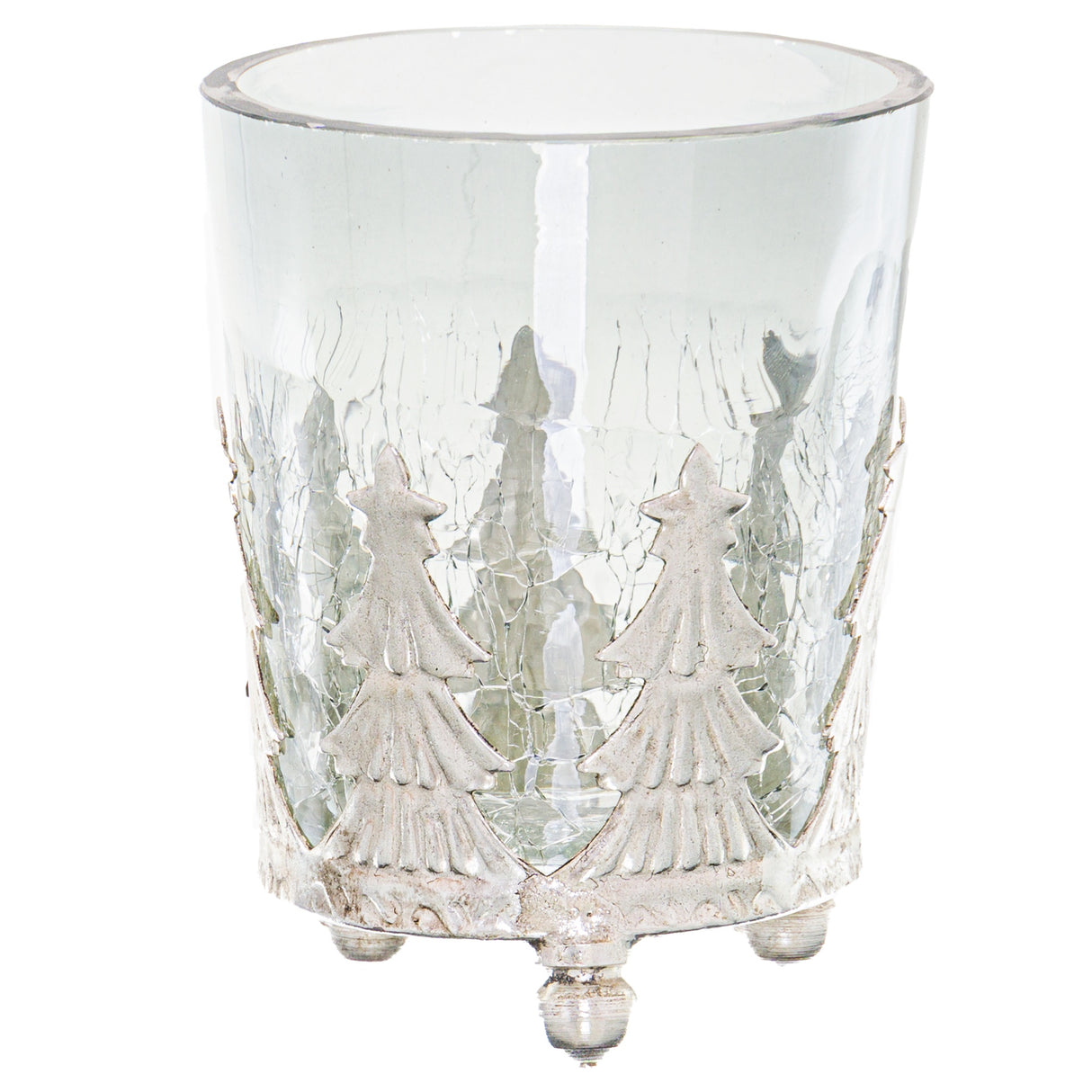 noel collection small christmas tree crackled candle holder