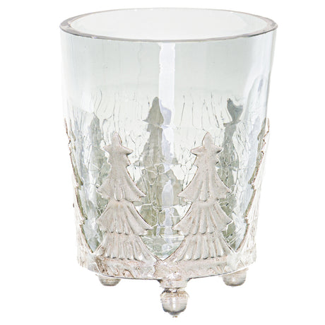 noel collection small christmas tree crackled candle holder