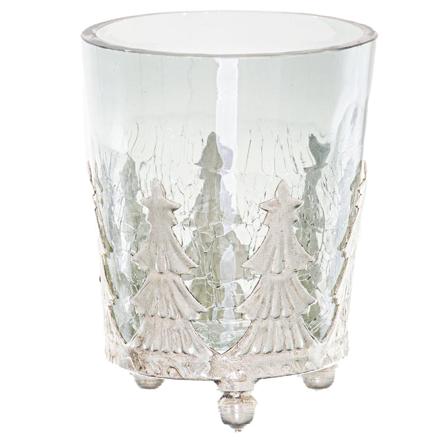 noel collection small christmas tree crackled candle holder