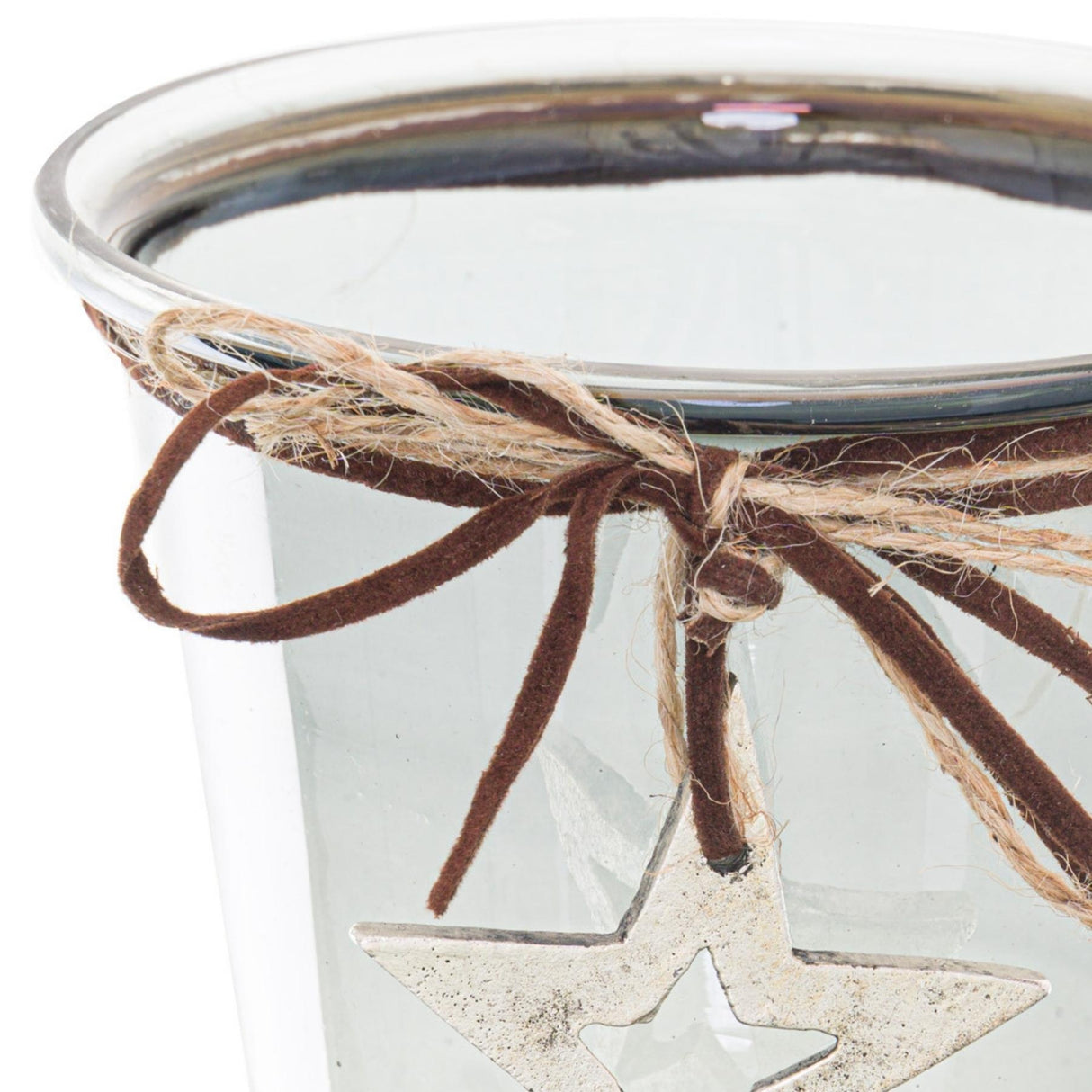 smoked midnight hammered star small candle holder