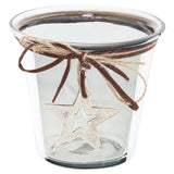 smoked midnight hammered star small candle holder