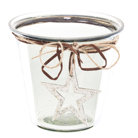 smoked midnight hammered star medium candle holder