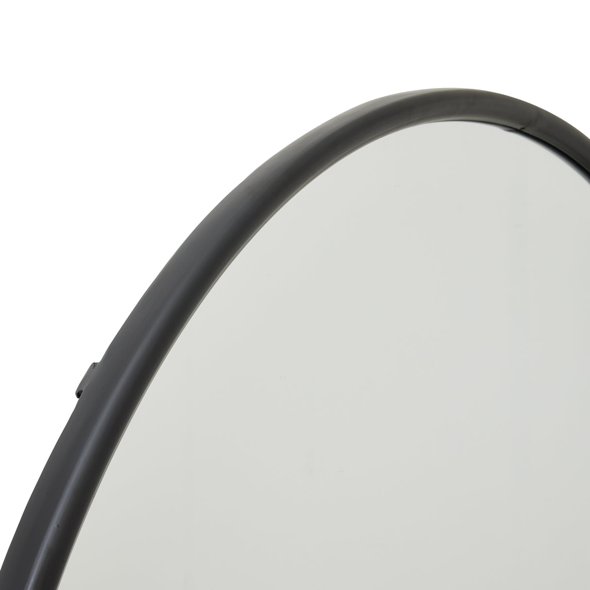 black large circular metal wall mirror