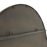 black large circular metal wall mirror