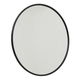 black large circular metal wall mirror