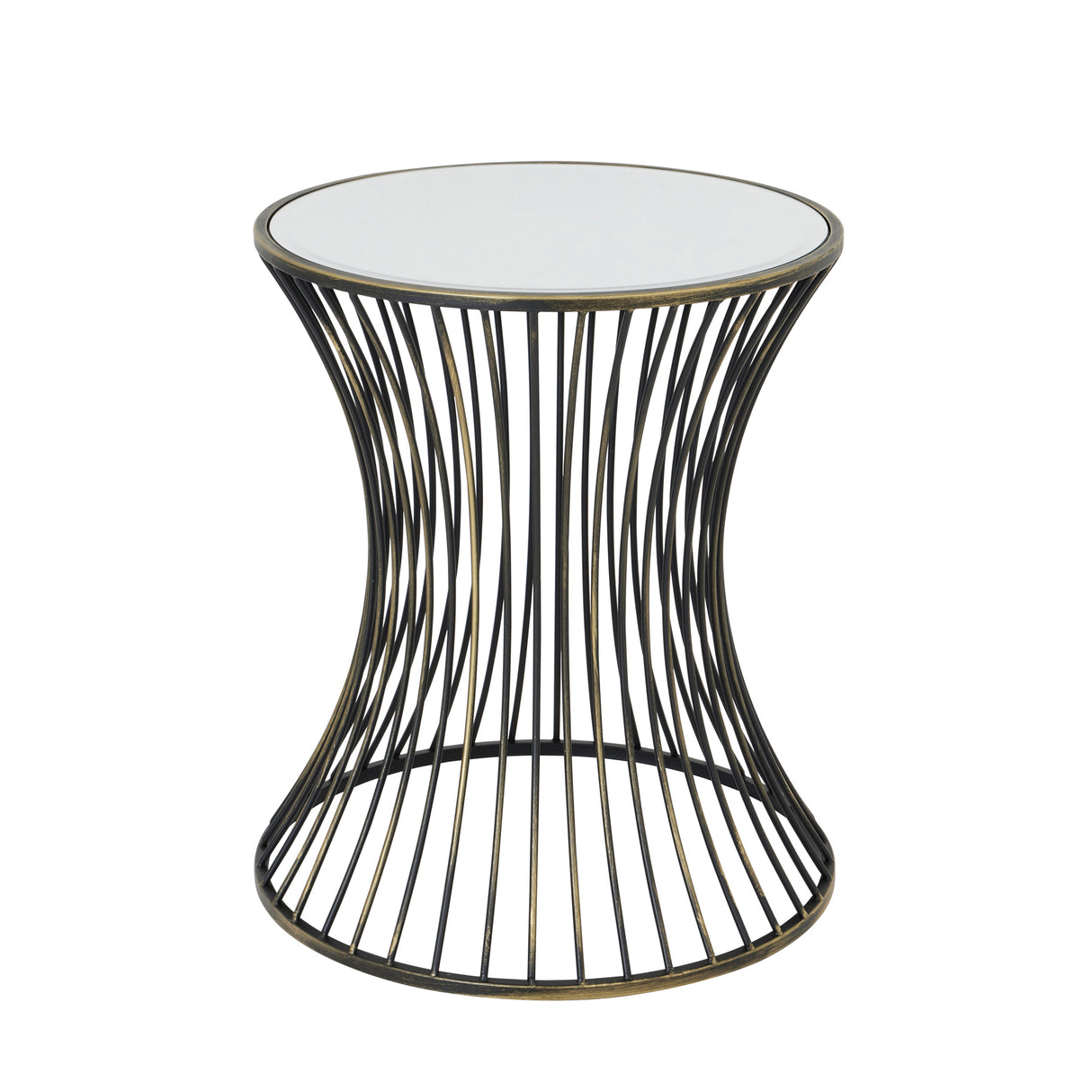 concaved mirrored side table