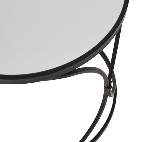 concaved set of two black mirrored side tables
