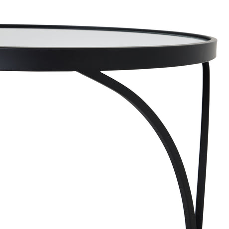 concaved set of two black mirrored side tables