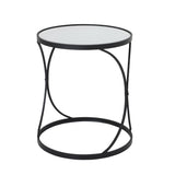 concaved set of two black mirrored side tables