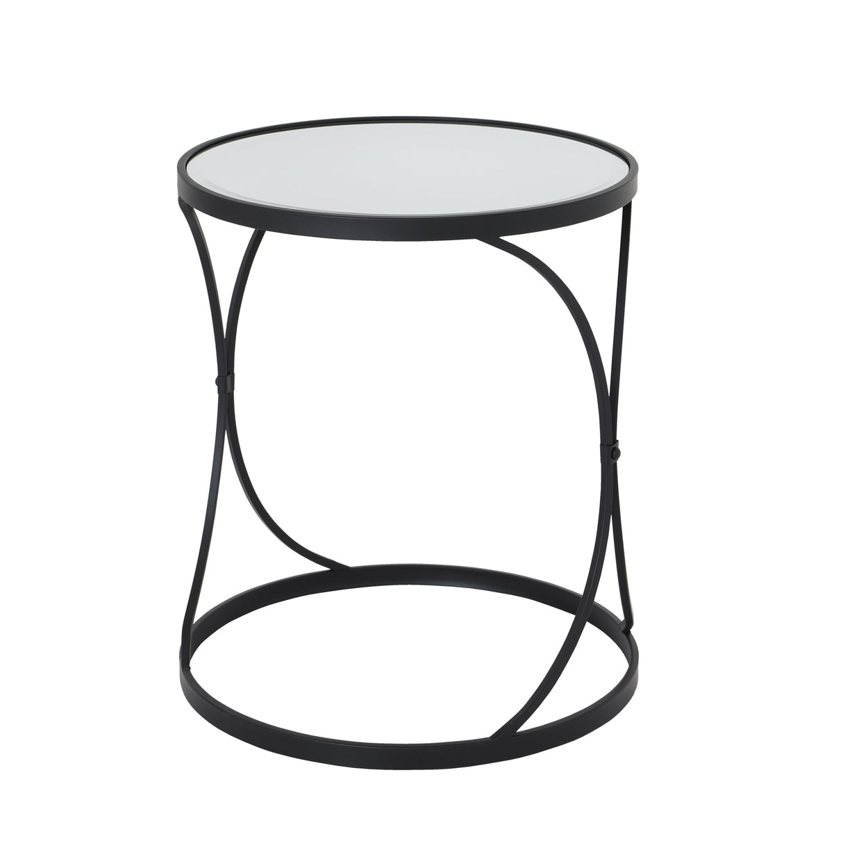 Sabine Concaved Set Of Two Black Mirrored Side Tables