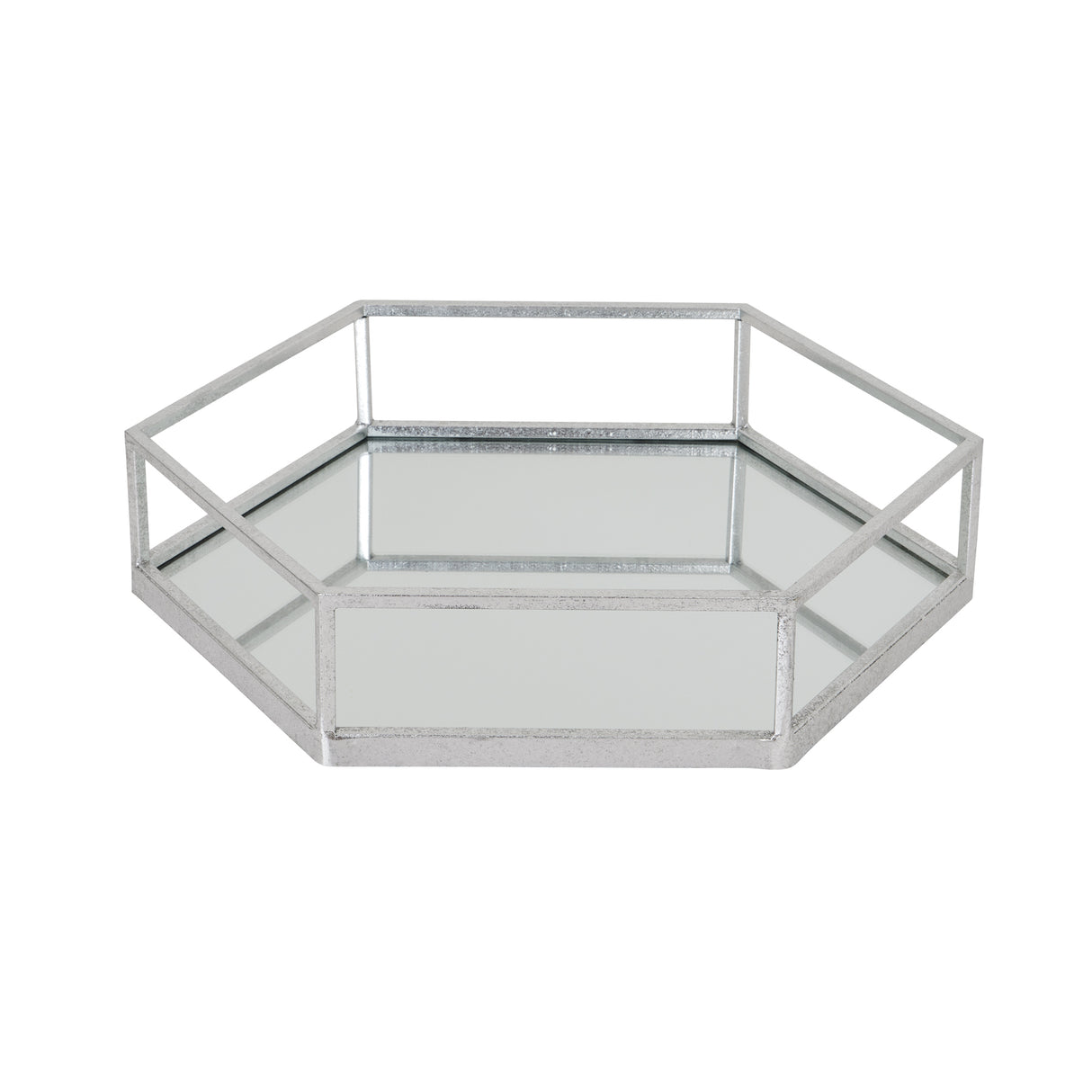 silver hexagon set of two trays