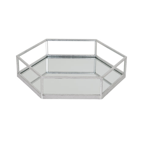 silver hexagon set of two trays