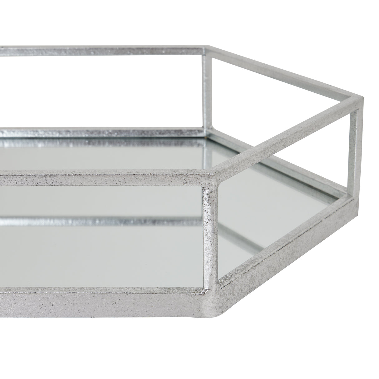 silver hexagon set of two trays